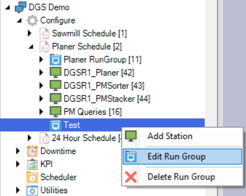 Editing RunGroup