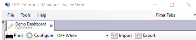 DashBoard ToolBar