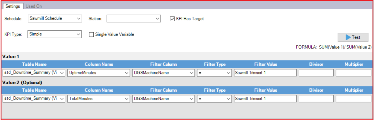 Edit KPI section