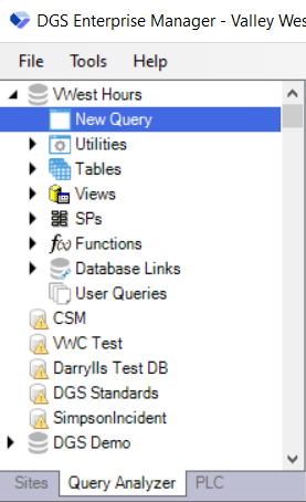 Selecting Query Tab