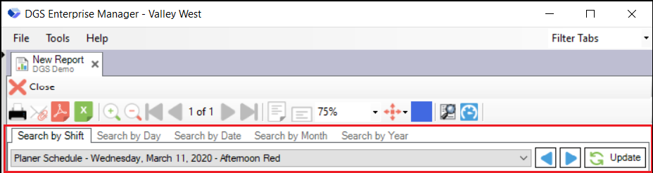 Shift-Date Selector